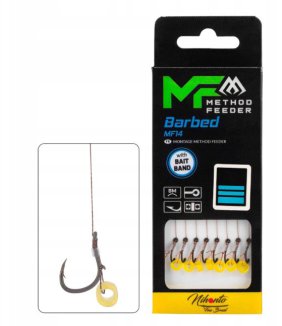 PRZYPON MF - MF14 Z GUMKĄ - hak z zadziorem nr 10 / plecionka: 0.12mm/10cm - op.8szt.