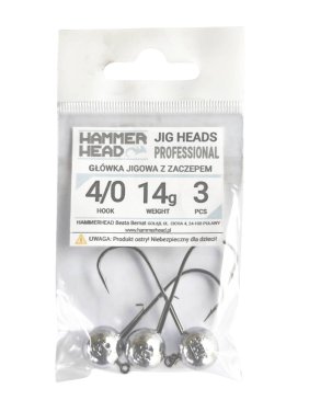 Główki jigowe okrągłe z zaczepem 14g 4/0 (opakowanie 3szt)